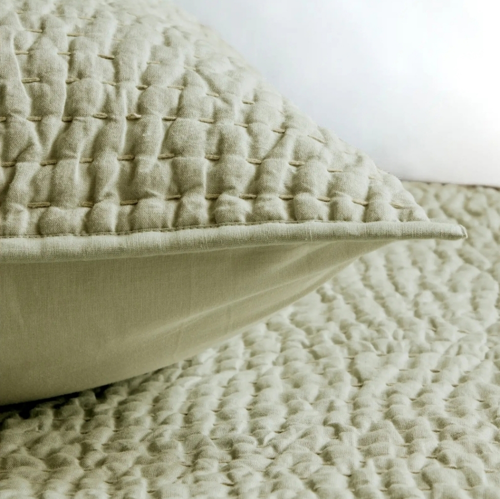 Quince Linen/ Cotton Stitch Willowleaf Sham Set! Sz. King! (S54) - Picture 5 of 10